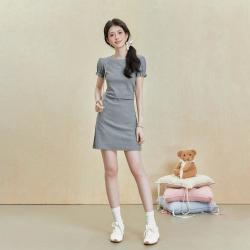 欧阳喜 《岛屿泡泡2.0》法式掐腰连衣裙短裙小个子女夏收腰包臀泡泡袖