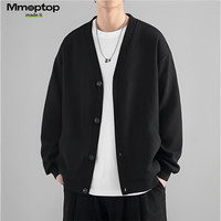 MMOPTOP 日系纯色针织衫长袖男士春秋季复古宽松V领开衫MT2350黑色L