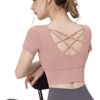 佑游 瑜伽服女带胸垫短袖运动上衣