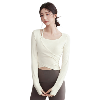 佑游 带胸垫修身假两件长袖瑜伽服