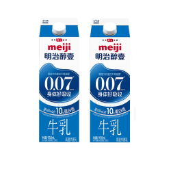 明治 醇壹牛乳950ml*2瓶 生牛乳全脂营养早餐奶低温牛奶