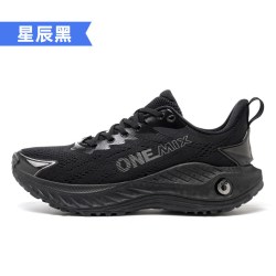 玩觅 黑色专业跑步鞋男透气运动鞋休闲轻便软底减震跑鞋防滑