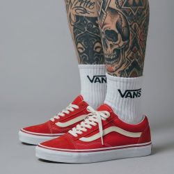 VANS OLD SKOOL 日版经典红色OS男女情侣休闲运动帆布滑板鞋
