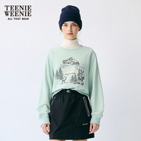 TEENIE WEENIE 小熊女装春秋女装时尚潮流柔软舒适正肩圆领套头卫衣 薄荷色