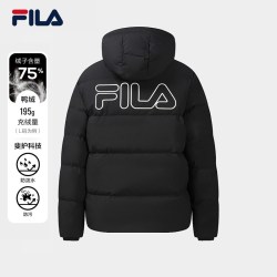 FILA 连帽羽绒服女2025冬季保暖防风防泼水防污外套男