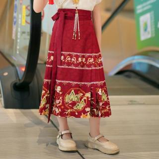 限尺码：罗蒙 儿童马面裙女童演出服短款唐装中国风礼服古风汉服夏学生裙子