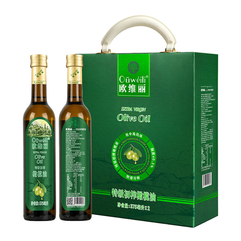 欧维丽 特级初榨橄榄油 西班牙 375ml*2瓶 礼盒装