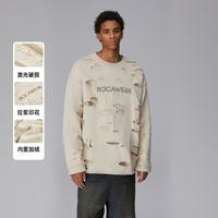 ROCAWEAR ROCA WEAR 重磅街头潮流穿搭印花破洞宽松圆领卫衣
