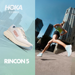 HOKA 女款秋季林康 5 公路跑步鞋RINCON 5 轻量舒适缓震耐磨新款 雅石白/石英蓝-GLM版