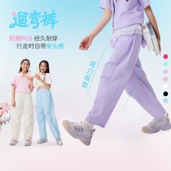 特步 轻薄透气耐磨亲肤男童女童2026秋季新品梭织长裤