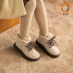 百丽 冬季女童棉鞋保暖短绒儿童休闲棉鞋高帮运动棉靴