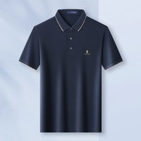 梦特娇 [30%桑蚕丝]梦特娇夏季男士短袖Polo衫双面丝光真丝高端翻领T恤J