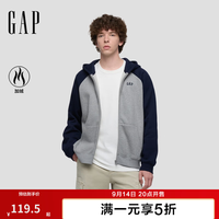 Gap 男女装2026秋新品logo刺绣连帽开衫加绒宽松卫衣1SS623706 海军蓝