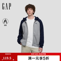 Gap 男女装2026秋新品logo刺绣连帽开衫加绒宽松卫衣1SS623706 海军蓝