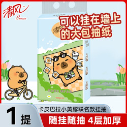 清风 悬挂式抽纸4层1000张/提家用实惠装纸巾卫生纸餐巾纸大包厕纸擦手 1000张1大提