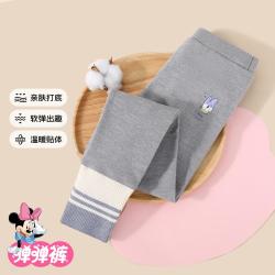 迪士尼 暖绒锁温经典条纹拼接脚口女童打底裤弹力柔软打底长裤儿童裤子