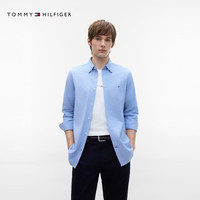 TOMMY HILFIGER 25秋冬男商务休闲简约纯色修身长袖衬衫外套 蓝色CDL L (： 140-155斤)