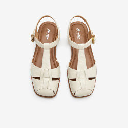 Bata 【羊皮罗马】平跟软底女士凉鞋 米色