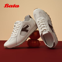 Bata 德训鞋男2026夏季商场新款日常百搭休闲通勤厚底单鞋FHJ0 白色 42