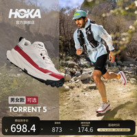 HOKA 男女款夏托伦特 5越野训练鞋TORRENT 5透气耐磨轻便 河岩灰/红玛瑙色-男款 42
