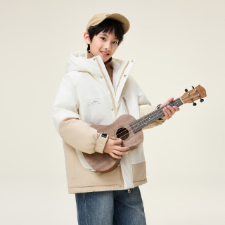 鸭鸭羽绒服 鸭鸭儿童羽绒服加厚宽松男童青少年学生新短款冬季中大童装外套GM 米咖色 130