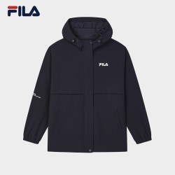 FILA 女子梭织外套2026秋季风衣收腰显瘦通勤百搭黑色运动上衣