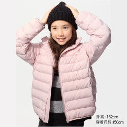优衣库 童装男女童PUFFTECH空气棉服可机洗连帽外套486620 478123 478123/10水粉色 150