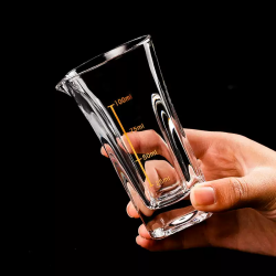盈安美加厚玻璃分酒器创意带刻度二两小号方形底酒壶分酒器烧酒杯100ml 金刻度100ml单只