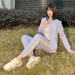鸿星尔克 运动裤女针织长裤休闲撞色收口小脚裤耐磨舒适常规款百搭