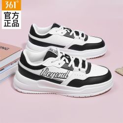 361° 运动板鞋女鞋春秋季新款革面防水轻便小白鞋女士休闲鞋子女