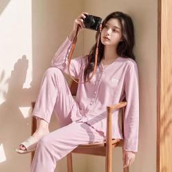 芬腾 秋季舒适V领韩系少女长袖家居服女睡衣