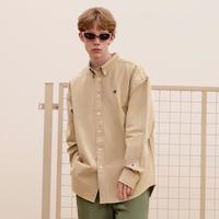 Champion 秋季刺绣小Clogo翻领纽扣长袖男式衬衫外穿