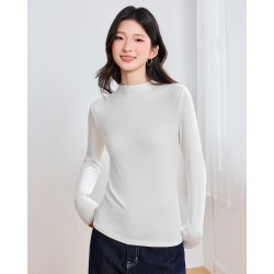 爱依服 2026秋季新款半高领纯色针织衫上衣女内搭修身打底衫薄款