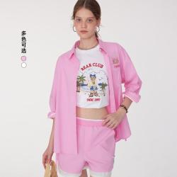 TEENIE WEENIE 小熊女装衬衫夏休闲青夏活力宽松舒适时尚腰带款上衣