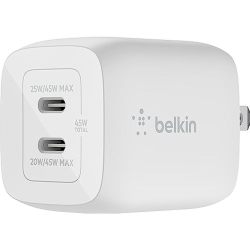 贝尔金 45W PD 充电器 USB-C 2口 PPS 规格兼容 GaN