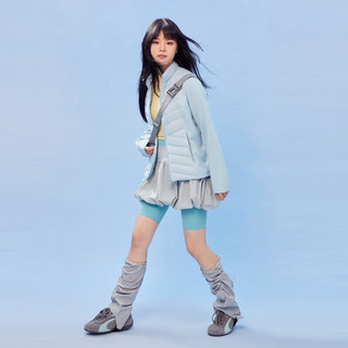 雪中飞 女士短款拼接收腰轻薄羽绒服 逍遥蓝 XS/155/80A