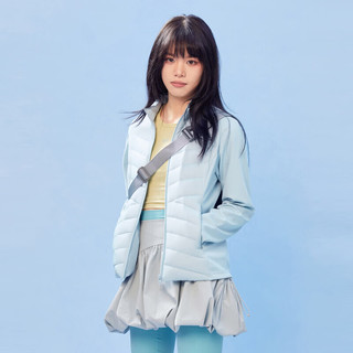 雪中飞 女士短款拼接收腰轻薄羽绒服 逍遥蓝 XS/155/80A