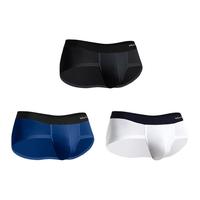 猫人 男士再生纤维石墨烯抗菌裆无痕三角内裤 黑色+白色+宝蓝 2XL 3条装
