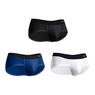 猫人 男士再生纤维石墨烯抗菌裆无痕三角内裤 黑色+白色+宝蓝 2XL 3条装