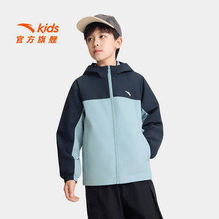 安踏 6601-9 四防防泼水 深夜蓝/蒙尘蓝 140 儿童外套