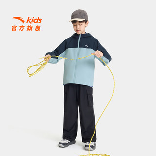 安踏 6601-9 四防防泼水 深夜蓝/蒙尘蓝 140 儿童外套