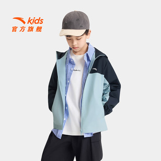 安踏 6601-9 四防防泼水 深夜蓝/蒙尘蓝 140 儿童外套