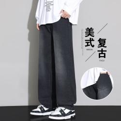 班尼路 复古水洗男式阔腿牛仔裤春秋季宽松百搭青少年美式高街直筒休闲裤