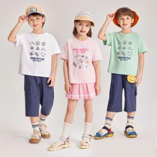 Paw in Paw Paw in  Paw 小熊童装夏男女童印花圆领短袖T恤纯棉
