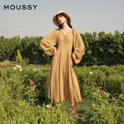 MOUSSY 南法度假风碎花浪漫优雅连衣裙028HSZ30-1701 070米色 S 00001/S