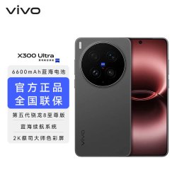 vivo x300 ultra 2K蔡司大师色彩屏 第五代骁龙8至尊版 6600mAh蓝海电池 新品5G手机 黑Ka 16GB+1TB 官方标配