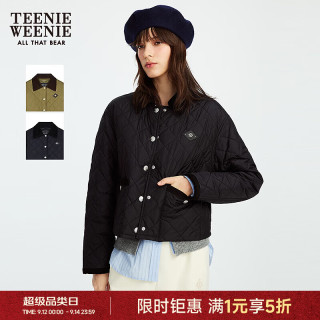 TEENIE WEENIE 小熊字母棉服女2025冬季新款女外套 黑色 S