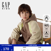 Gap 男童防风防泼水加绒连帽外套 棕色 120cm
