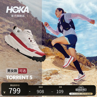 HOKA TORRENT 5 透气耐磨轻便 雅石白/焦红色 女款38.5 越野跑鞋