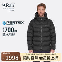 Rab 24秋冬Ascent男士连帽保暖防风疏水700蓬防寒羽绒服 QDE-67 黑色BLK S
